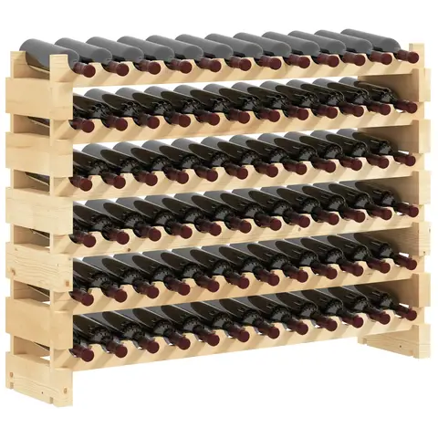 HOMCOM Wooden Wine Rack 6 Tier Shelf for 72 Bottles Shelving Storage Holder