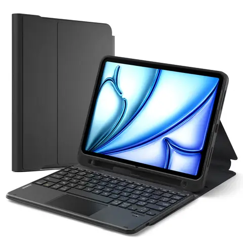 Inateck Coque Clavier Détachable avec Pavé Tactile Compatible iPad pour iPad 11e/10e Gén, pour 10e (10,9")/ 11e (2025 A16), Air 11" M4/M3/M2, Air 6/5/4e, Pro 11 4e-1re, avec Porte-Crayon, AZERTY, Noir KB002