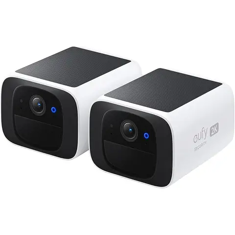 eufy Security, Caméra de Surveillance Extérieure sans Fil WiFi eufy SoloCam S220, Pack de 2, Résolution 2K, Compatible Alexa, Wi-Fi 2.4 GHz, sans Frais Mensuels