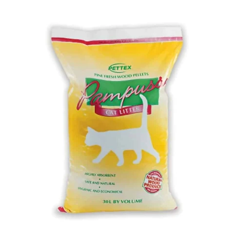 PETTEX Pampuss 100% Natural Pine Wood Pellet Cat Litter, Low Dust, High Absorbency, Biodegradable, 30 Litres (10.5 kg)