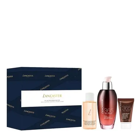 LANCASTER 3-delige huidverzorgingsset: 50ML serum, 30ML reiniger, 15ML nachtcrème