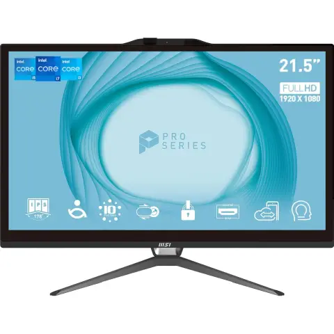 MSI PRO AP222T 22" All-in-One PC (Intel G7400, 4GB/128GB, Windows 11 Pro)