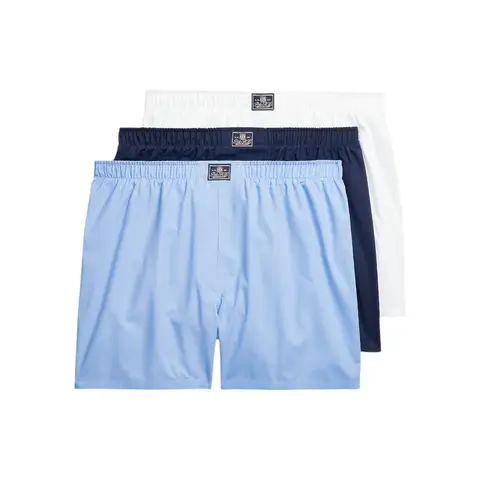 Ralph Lauren Cotton Boxer 3-Pack - White/Blue/Navy