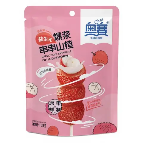 Aosai Popping Brochettes saveur aubépine et litchi - 108 g
