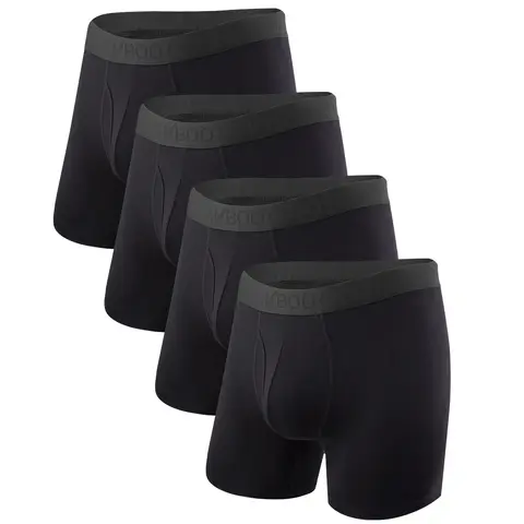 BAMBOO COOL Men's Underwear Boxer Briefs Fly with Built-in 3D Pouch Comfortable Cool Underwear for Men XL (4 Pack)
