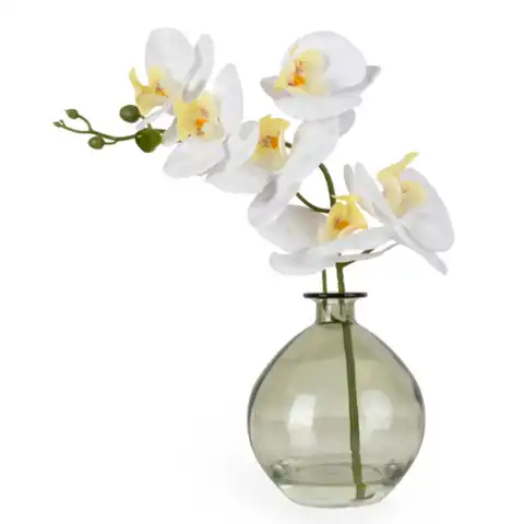 Candlelight Artificial Orchid Flower in Vase White 33cm