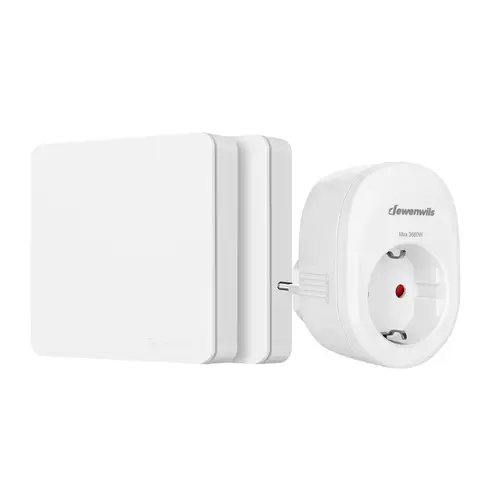 Dewenwils afstandsbedienbare wandcontactdozen, draadloze stekkerschakelaar voor aan/uit, geen kabels nodig, uitbreidbare lichtschakelaar voor kerstdecoraties, 30 m bereik, 16 A, 3680 W, wit