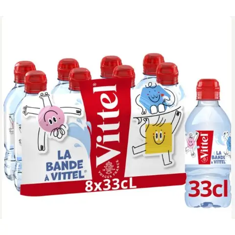 VITTEL eau minérale naturelle pack 8x33cl PET Bouchon Sport