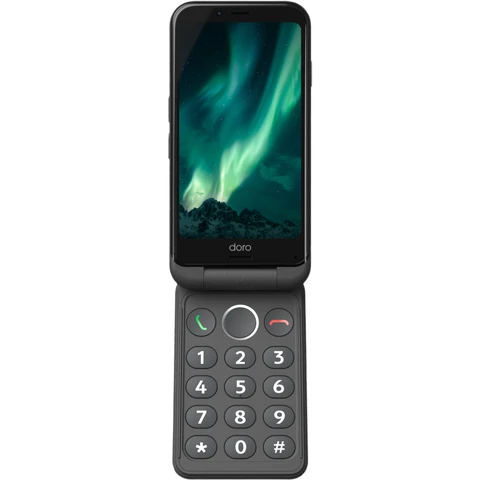 Doro - Aurora A20 Clamshell Smartphone - Senior Mobile Phone - Easy to Use - Assistance Button with GPS Location - Hearing Aid Compatible - USB Cable Included - Graphite