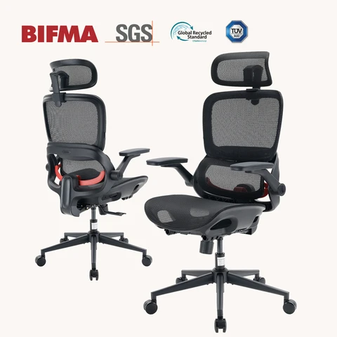 SIHOO B100 Ultra Chaise de Bureau Ergonomique, Chaise de Bureau en Maille avec Soutien Lombaire Adaptatif, Chaise d’Ordinateur avec Large Appui-Tête, Chaise de Bureau avec Accoudoirs Relevables et Pivotants à 360°, Ébène
