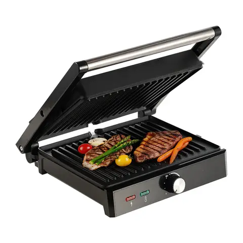 ochama Medium Steak Grill, Sandwich Maker, Panini Press Grill, 1000W Indoor Electric Grill, Electric Barbecue Grill, Household Electric Griddle, 28*22cm