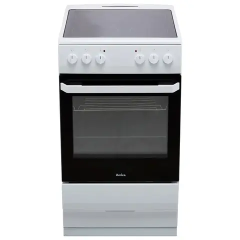 Amica AFC1530WH 50cm Freestanding Electric Cooker with 4-Zone Ceramic Hob, 62L Oven – Energy Class A – White