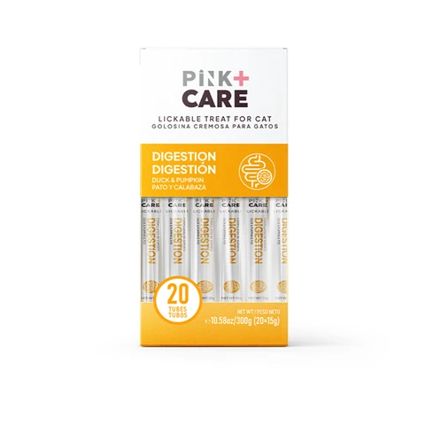 Pink Soft Cat Treats – Duck & Pumpkin Flavor， Lickable Puree， 20 Sticks × 15g – Grain-Free， No Additives – Digestive Support with Natural Fiber & Prebiotics – Trusted Canadian Pet Brand