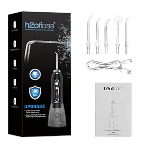 H2ofloss toothbrush, oral water jet, dental water jet, high-pressure cleaning, 300ml large water tank, 5 modes, 2500MAh, IPX7 waterproof