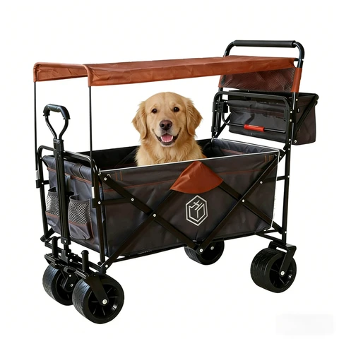 ochama Portable Camping/Outdoor Picnic Cart, Foldable & Collapsible, with Detachable Shade Canopy, 150L Basket Capacity, 300L Load Capacity, 150kg Weight Capacity