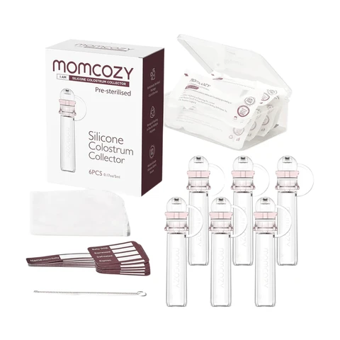 Momcozy Reusable Colostrum Collector Set, BPA-Free 5ml Collectors (6 Pack), with Storage Case & Cotton Wipes