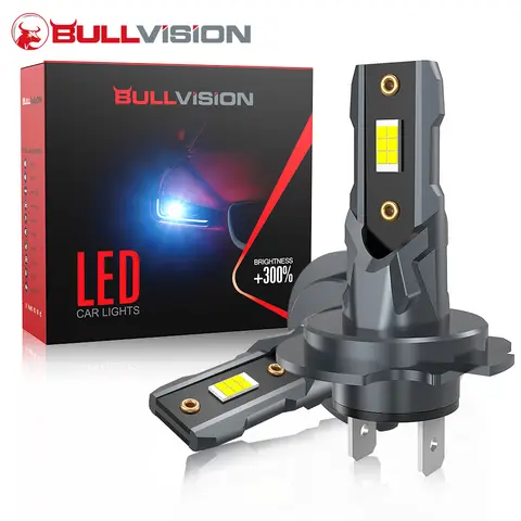Bullvision H7 LED Light Bulbs, 6000K White, 1:1 Design with Cooling Fan, 12000LM, Plug & Play, Pack of 2