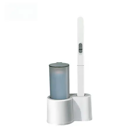 ochama Brosse de toilette + 12 tampons nettoyants liquides - Ensemble de nettoyage mural pour toilettes