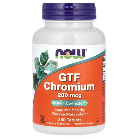 NOW Foods GTF Chromium Blood Sugar Support 200mcg Tablets - 250 Tablets