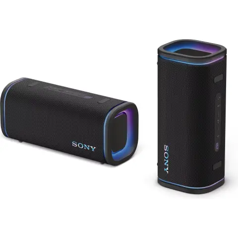 Sony ULT Field 5 - Leistungsstarker tragbarer Bluetooth-Lautsprecher, 25-Stunden-Akku, 2 x ULT Power Sound Modi, IP67, wasserdicht, staubdicht, 360° Lichter, Abnehmbarer Schulterriemen - Schwarz