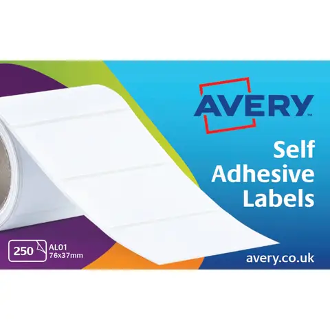 Avery Address Label Roll 76x37mm White, Pack of 250