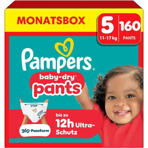Pampers Baby Dry Pants Größe 5 Junior 11-17kg Monatsbox 160 Stück