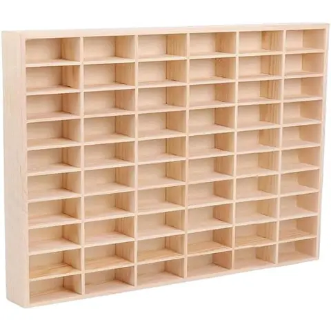 CHZIMADE 1PC 1/64 Hot Wheels Display Case 60 Grids Wood Diecast Car Matchbox Storage Cabinet
