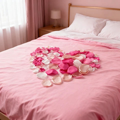 Yuejia 200PCS 1.5in/3.8cmArtificial Flower Petals Silk Rose Flower Petals for Valentine's Day,Flower Petals to Throw at Wedding, Flower Girl, Dinner Table Centerpieces(mix red)