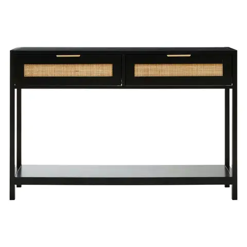 Interiors by Premier Console Table 2 Drawers Sherman Black/Rattan