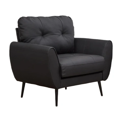 GRAVFORCE Ohrensessel für Wohnzimmer und Schlafzimmer, gepolsterter Sessel, bequemer und moderner Armlehnsessel, Bürolounge-Sessel, Clubsessel, 136 kg Tragfähigkeit, Kunstleder Schwarz