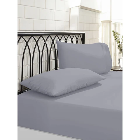 NightComfort Pillowcase Pair Non Iron Polycotton Cool Grey
