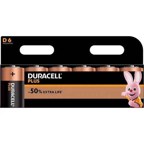 Duracell Plus Power D Size Alkaline Batteries – Pack of 6