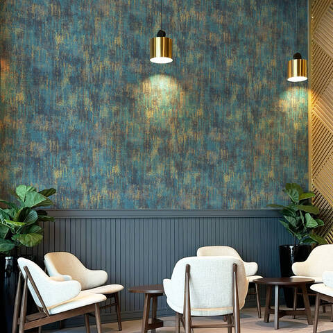 Murgall Peel and Stick Industrial Style Wallpaper Blue 44x305cm 1 Roll