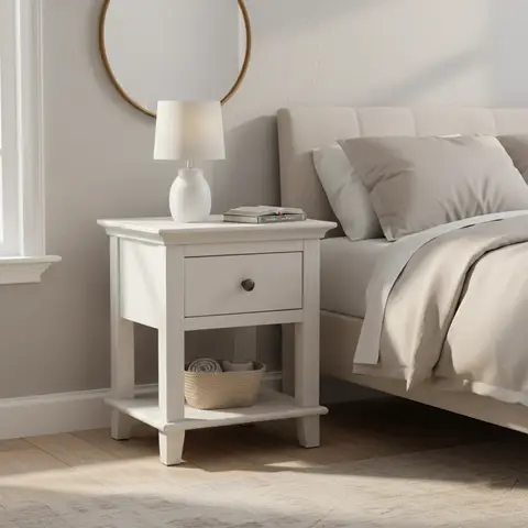 Side Table Provence 1 Drawer Rustic Pine White