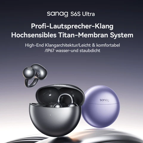Sanag S6SUltra Earbud Wireless Open Ear Clip Earphones HiFi Stereo bluetooth Headset Intelligent AI S-S6SUltra-CL-Headphones-Black
