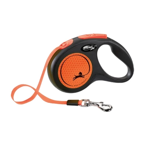Flexi Laisse rétractable noir/orange - 5 m