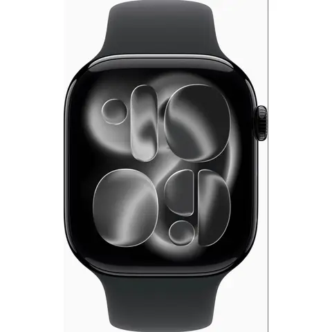 Apple Watch Series 11 GPS + GSM 46 mm Jet Black aluminium behuizing met zwarte sportband - M/L
