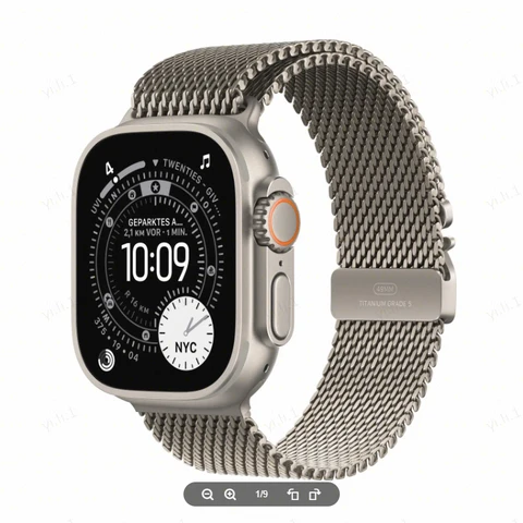 APPLE Watch Ultra 3 GPS + Cellular 49mm Natur Titan Gehäuse mit Natürlichem Mailänder Armband - Mittel