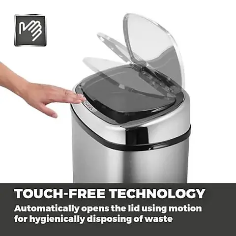 Tower Stainless Steel Sensor Bin with Automatic Soft-Close, Manual Override, 58L, Silver