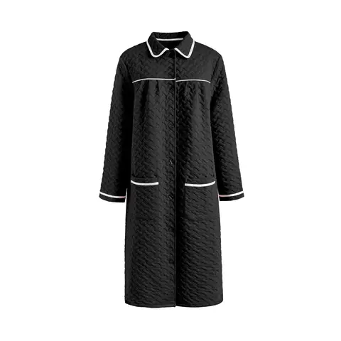 IZURIA lapel black long sleeved robe  L