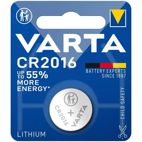 Varta Elektronik, Einzelblister (1-Pack) Batterie Lithium, Knopfzelle, CR2016, 3V