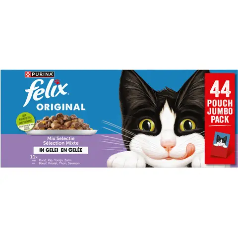 Felix Original Mix Selectie in Gelei - Kattenvoer Natvoer - 44 x 85g