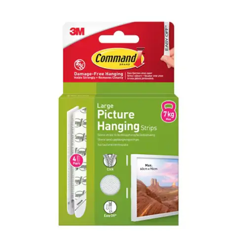 3M Command Large Picture Hanging Strips 17206, White, 4 Sets