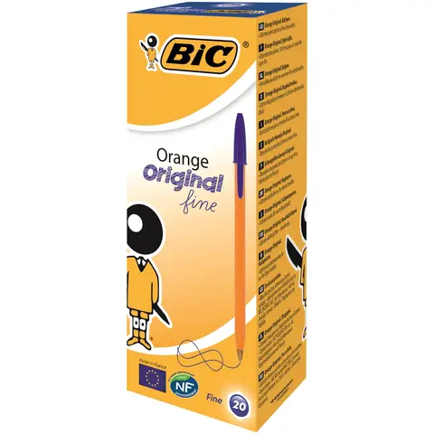 BIC Orange Fine Ballpoint Pen Blue, Pack of 20