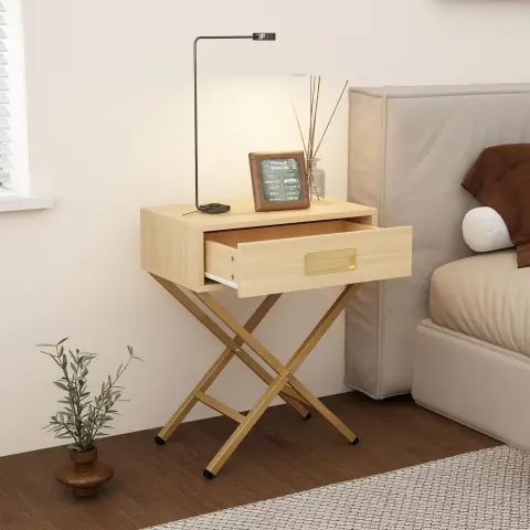 Caldion Moderner Nachttisch mit 2 Schubladen, Nachttisch mit Beinen, Weiß, Nachttisch, Schlafzimmer-Beistelltisch, Weiß, Wohnzimmer Schlafzimmer, 40B x 29,5T x 48H cm