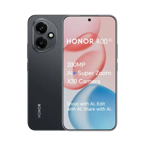 HONOR 400 Smartphone, 5G, 200 MP AI-Superzoom-Kamera, 6,55 Zoll, 8 GB RAM + 256 GB Speicher, 5.000 Nits Ultra-Helligkeits-Display, 5-Sterne-Absturzschutz, Dual-SIM, Android 15, Midnight Black