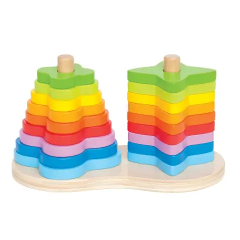 Hape Double Shaped Wooden Rainbow Stackers