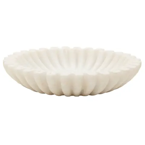 Savio Small White Fluted Marble Bowl
