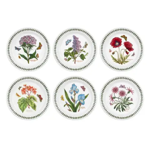 Portmeirion Botanic Garden Set Of 6 Small Dinner Plates - Assorted Designs