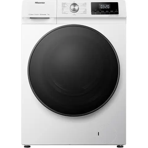 Hisense WFQA7014EVJM Waschmaschine mit Dampffunktion / 7 kg / AquaStop / 1400 U/min / 15 Programme / Inverter PowerDrive Motor / Edelstahltrommel / Kindersicherung / Trommelreinigung / Weiß [Energieklasse A]